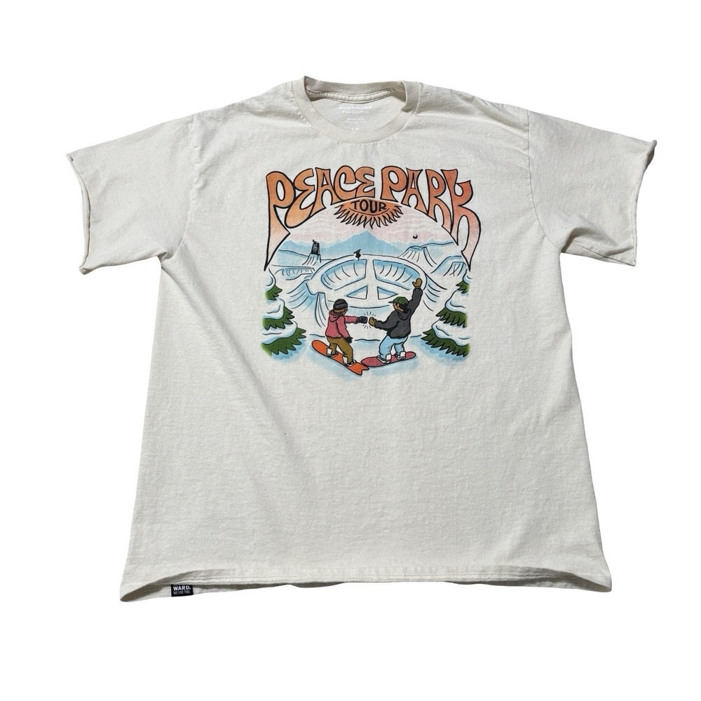 Woodward Men's Peace Park Tour Graphic Snow Ski T Shirt Chopped Sleeve Sz LG